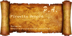 Pirovits Arnold névjegykártya
